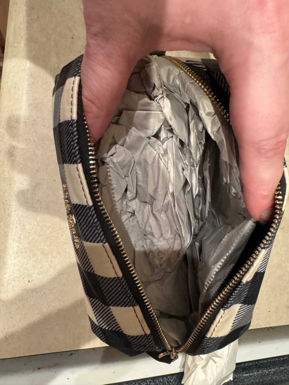 kate spade Chelsea Black and White Gingham Toiletry Pouch - Picture 6 of 6